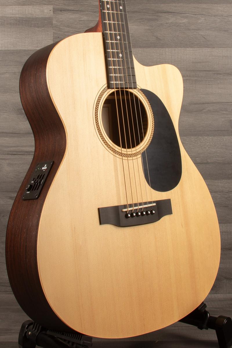 Sigma 000TCE Tilia Back & sides cutaway, torch inlay