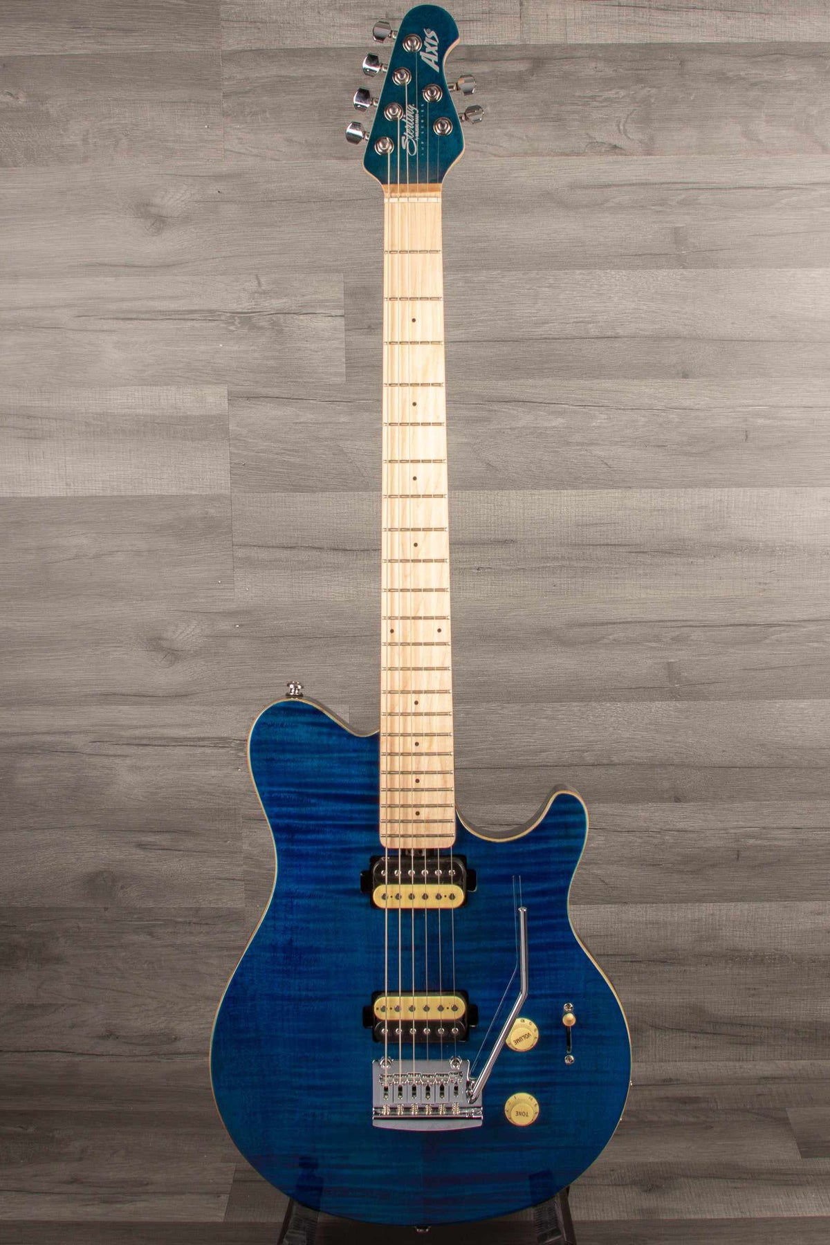 MusicMan Sterling Axis Flame Maple - Neptune Blue