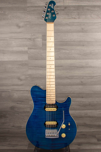 MusicMan Sterling Axis Flame Maple - Neptune Blue