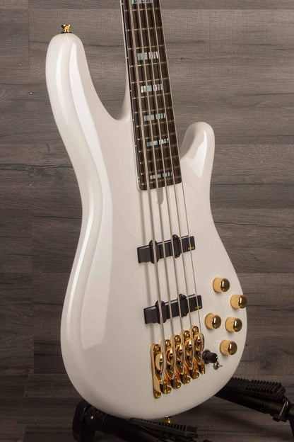 Yamaha BBNE2 Bass Guitar White, Nathan East Signature Model - 5-String, Neck-Through, Dual Alnico V Pickups
