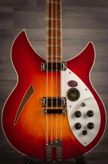 Rickenbacker 4005XC Bass Guitar, 90th Anniversary Ltd Edition, Amber FireGlo, Semi-Hollow Maple Body