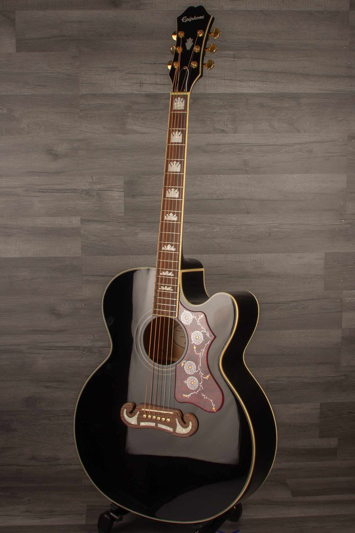 Epiphone J200 EC Studio Solid Top, Fishman Sonitone - Black, Acoustic Guitar