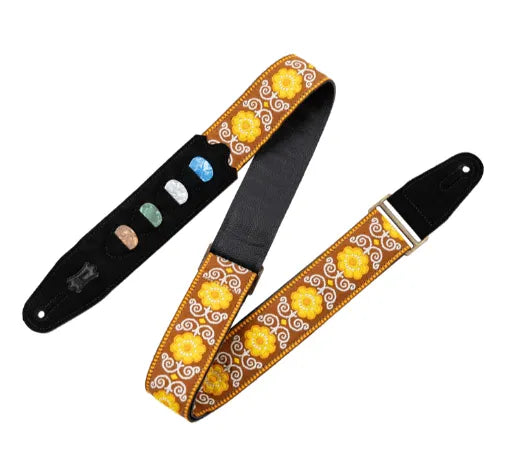 Levy's Original Hootenanny Series Guitar Strap - yellow (with pick holder)