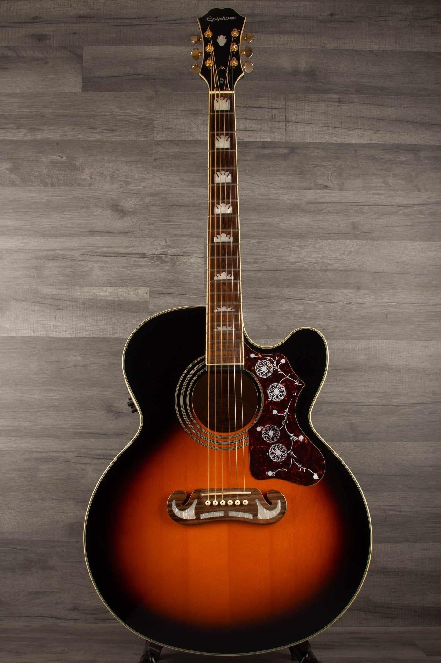 USED Epiphone J200 EC Studio Solid Top, Fishman Sonitone - Vintage Sunburst - Acoustic Guitar