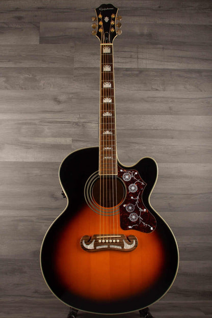 USED Epiphone J200 EC Studio Solid Top, Fishman Sonitone - Vintage Sunburst - Acoustic Guitar