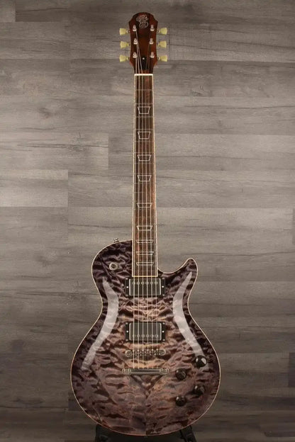 Patrick James Eggle Macon Carved Electric Guitar (#31117), Blackburst - Master Grade Quilt Maple