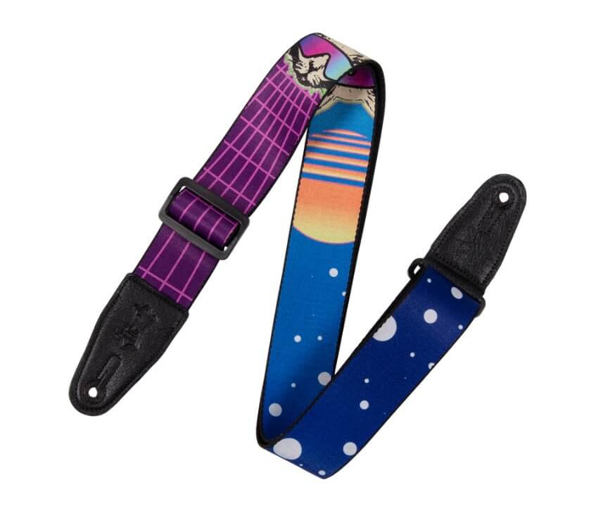 Levy's Graphic Waves Polyester Guitar Strap - Cyber Cat