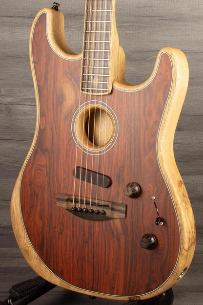 USED - Fender Limited Edition American Acoustasonic Stratocaster Exotic Cocobolo with White Limba Back & Neck