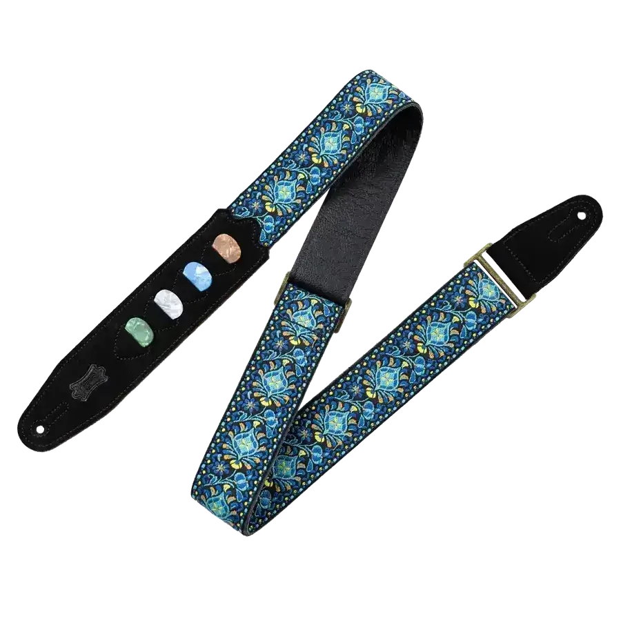 Levy's Vintage Hootenanny Series Guitar Strap - Blue (with pick holder)