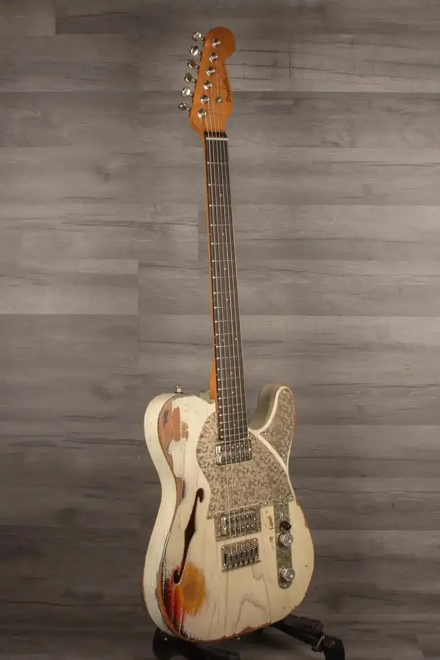 Paoletti Lounge Series Nancy Electric Guitar, Heavy Relic White over Sunburst s#202823