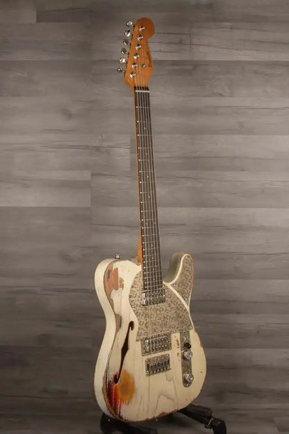 Paoletti Lounge Series Nancy Electric Guitar, Heavy Relic White over Sunburst s#202823