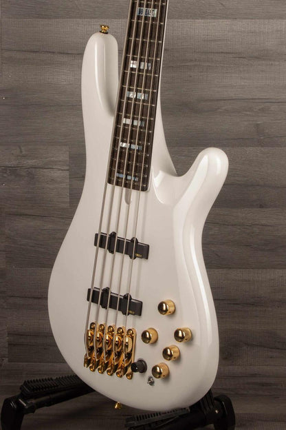 Yamaha BBNE2 Bass Guitar White, Nathan East Signature Model - 5-String, Neck-Through, Dual Alnico V Pickups
