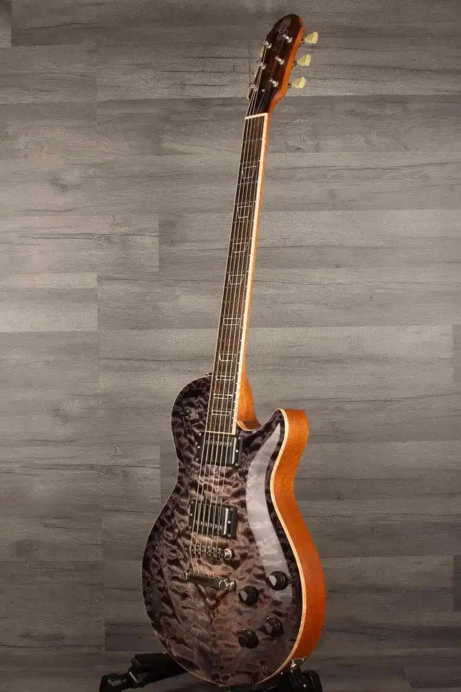 Patrick James Eggle Macon Carved Electric Guitar (#31117), Blackburst - Master Grade Quilt Maple