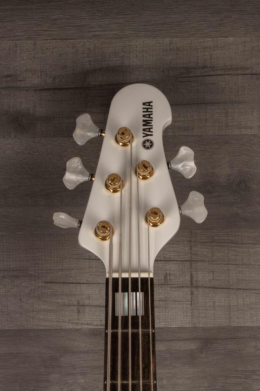 Yamaha BBNE2 Bass Guitar White, Nathan East Signature Model - 5-String, Neck-Through, Dual Alnico V Pickups