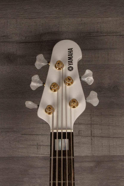 Yamaha BBNE2 Bass Guitar White, Nathan East Signature Model - 5-String, Neck-Through, Dual Alnico V Pickups