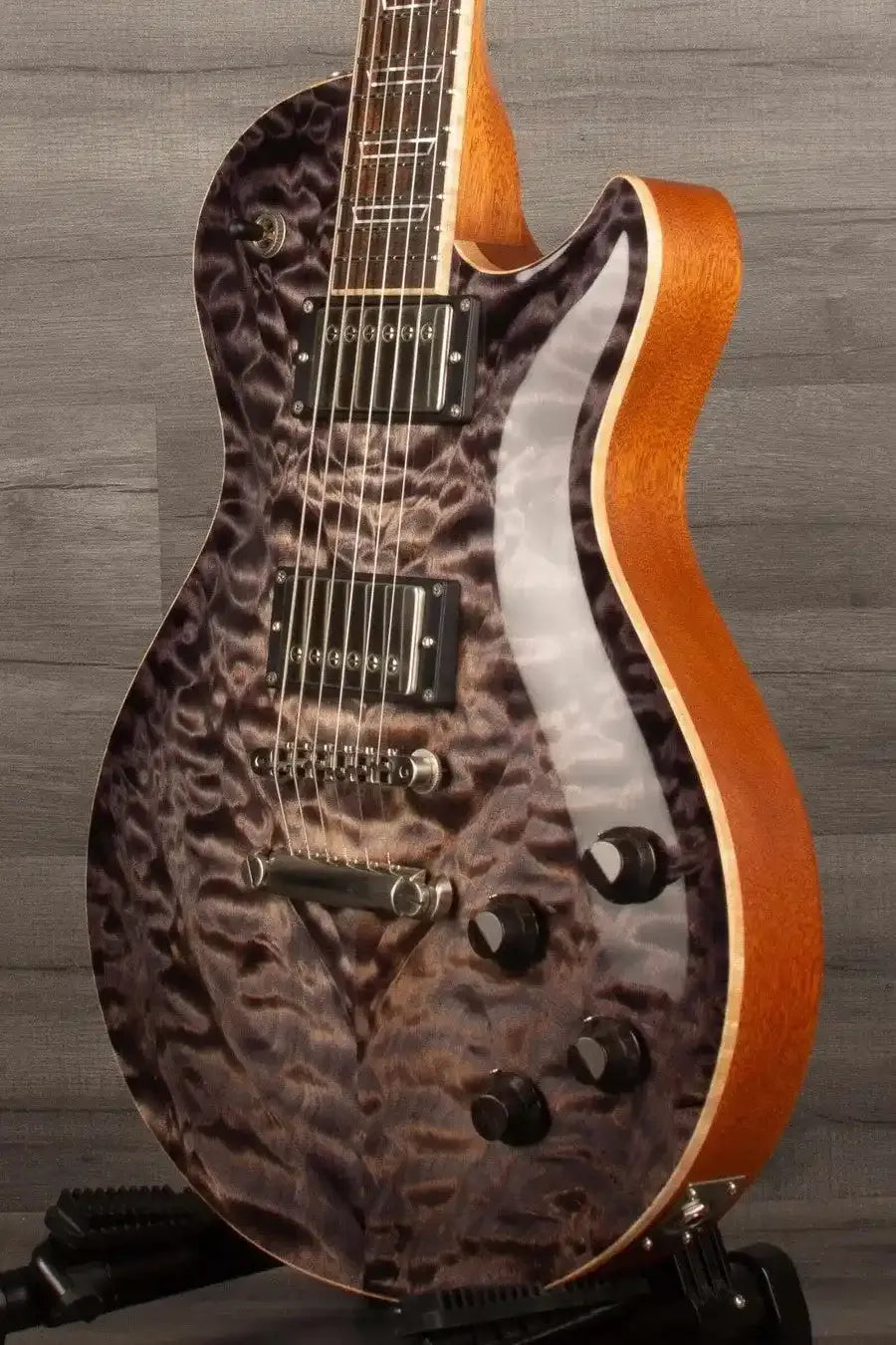 Patrick James Eggle Macon Carved Electric Guitar (#31117), Blackburst - Master Grade Quilt Maple