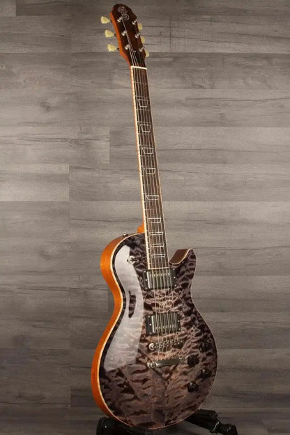 Patrick James Eggle Macon Carved Electric Guitar (#31117), Blackburst - Master Grade Quilt Maple