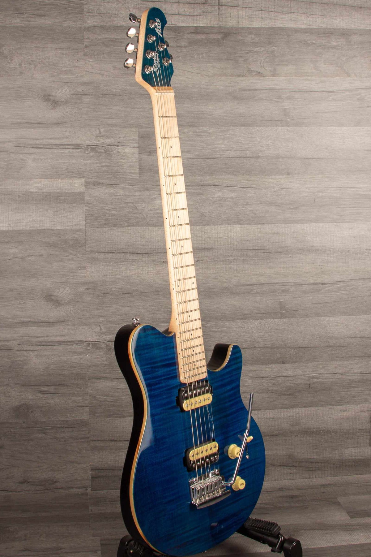 MusicMan Sterling Axis Flame Maple - Neptune Blue