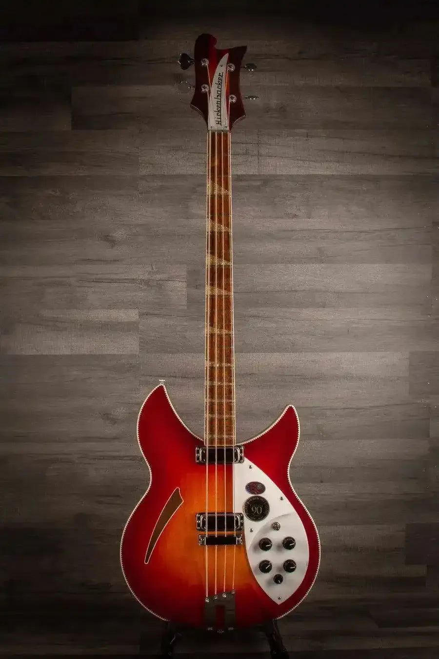 Rickenbacker 4005XC Bass Guitar, 90th Anniversary Ltd Edition, Amber FireGlo, Semi-Hollow Maple Body