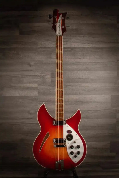 Rickenbacker 4005XC Bass Guitar, 90th Anniversary Ltd Edition, Amber FireGlo, Semi-Hollow Maple Body