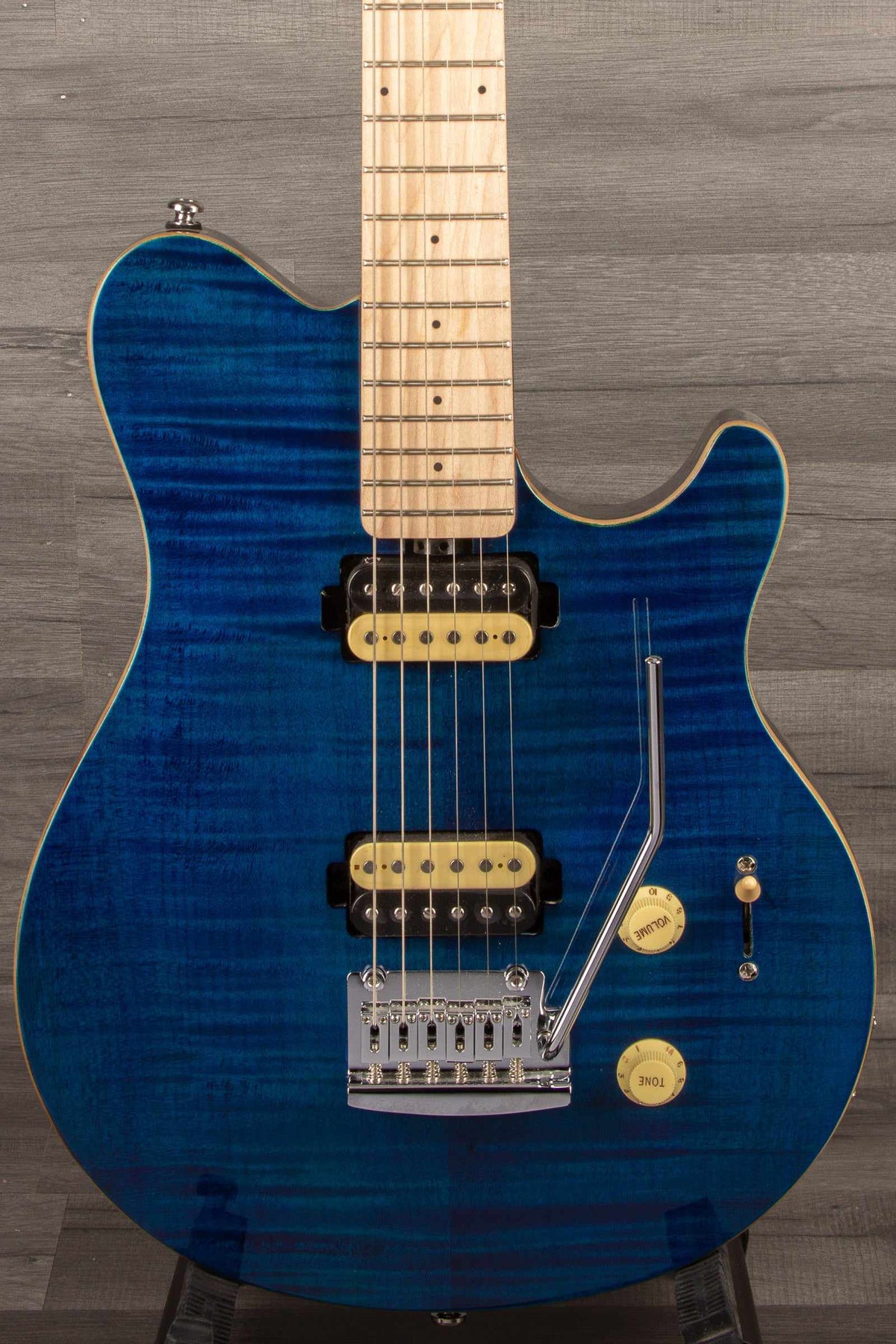 MusicMan Sterling Axis Flame Maple - Neptune Blue