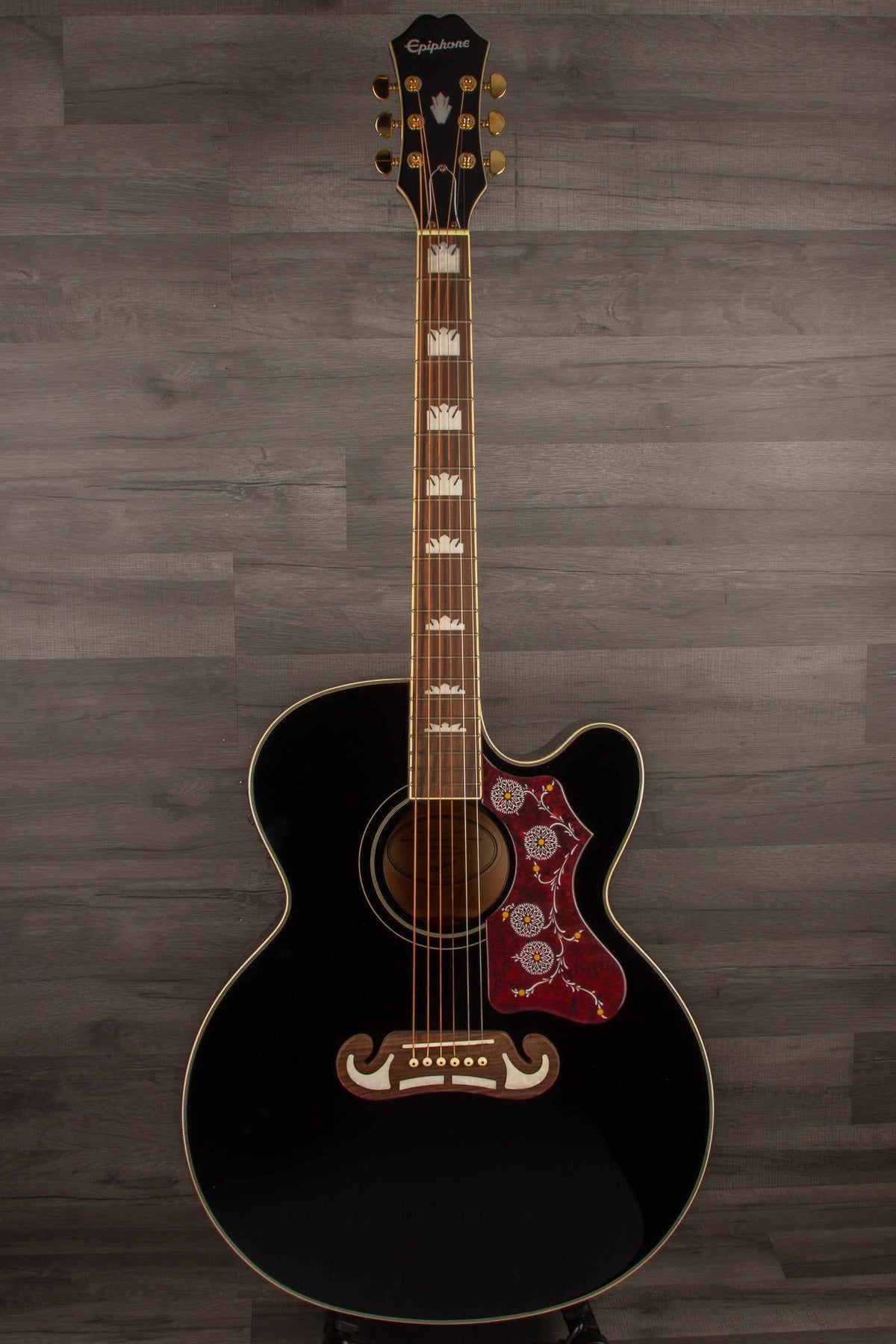 Epiphone J200 EC Studio Solid Top, Fishman Sonitone - Black, Acoustic Guitar