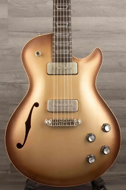 Patrick James Eggle Macon Carved Top Electric Guitar (#31150), Sunburst over Shoreline Gold, Dual P90 Pickups
