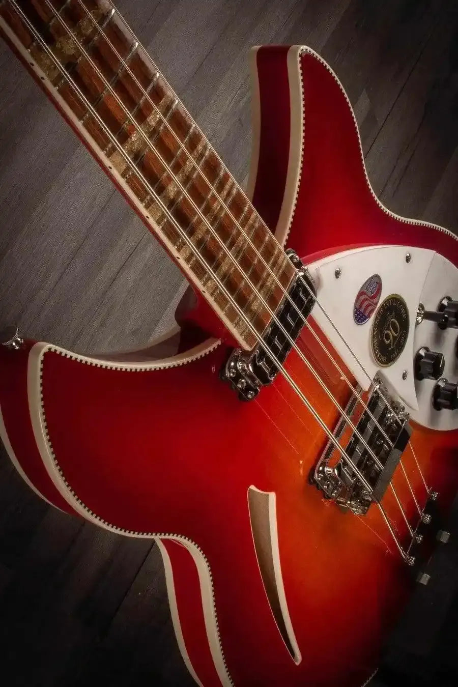 Rickenbacker 4005XC Bass Guitar, 90th Anniversary Ltd Edition, Amber FireGlo, Semi-Hollow Maple Body