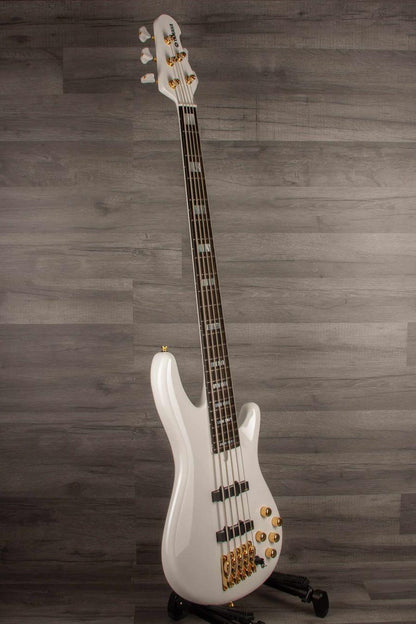 Yamaha BBNE2 Bass Guitar White, Nathan East Signature Model - 5-String, Neck-Through, Dual Alnico V Pickups