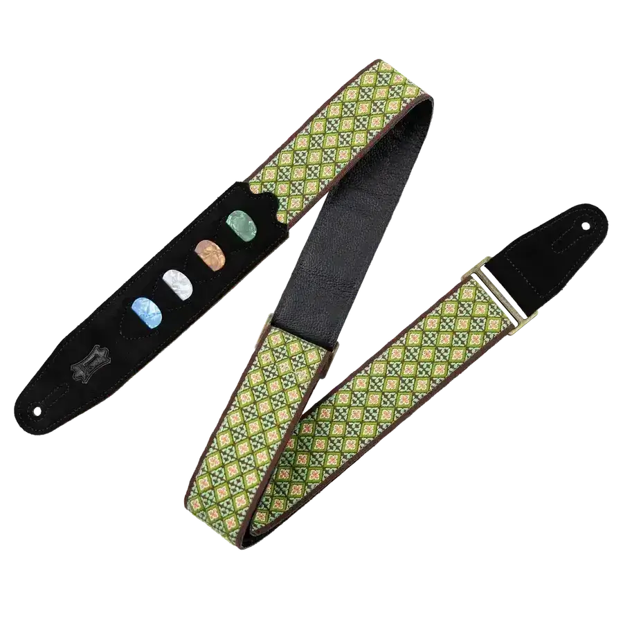 Levy's Original Hootenanny Series Guitar Strap - Green (with pick holder)