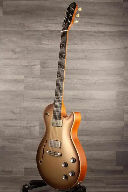 Patrick James Eggle Macon Carved Top Electric Guitar (#31150), Sunburst over Shoreline Gold, Dual P90 Pickups