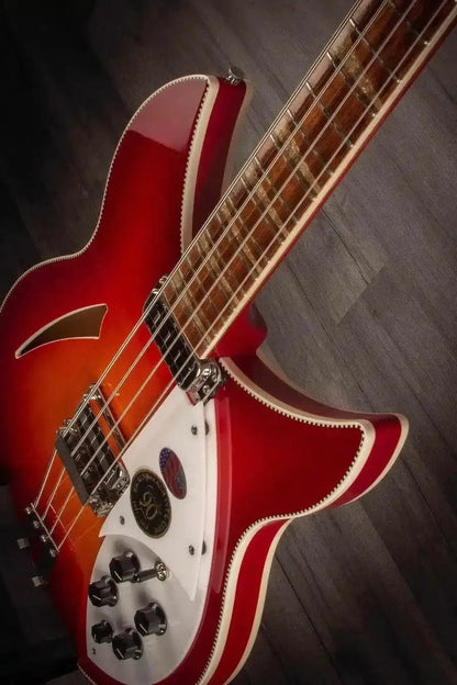 Rickenbacker 4005XC Bass Guitar, 90th Anniversary Ltd Edition, Amber FireGlo, Semi-Hollow Maple Body