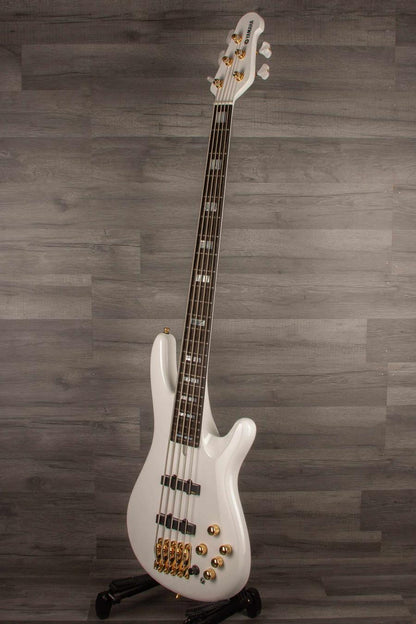 Yamaha BBNE2 Bass Guitar White, Nathan East Signature Model - 5-String, Neck-Through, Dual Alnico V Pickups