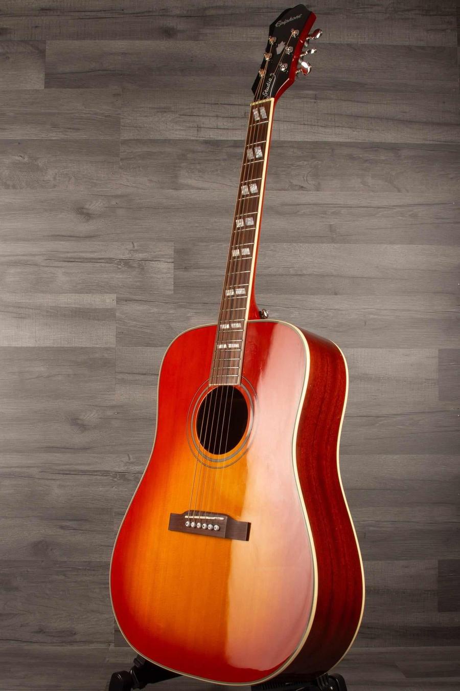 B Stock Epiphone Hummingbird Studio Acoustic Guitar - Faded Cherry, Solid Top, Fishman Sonitone
