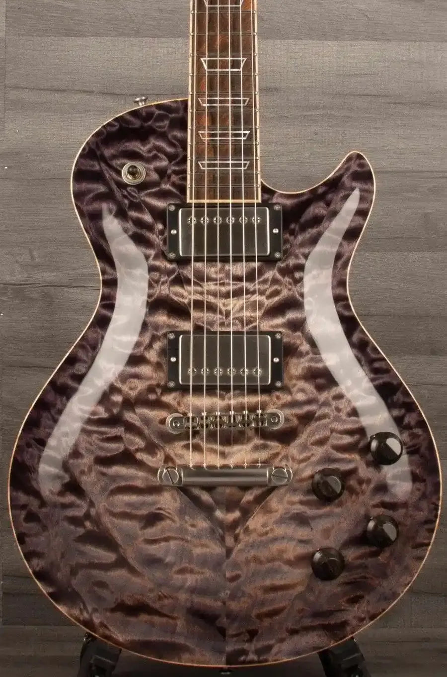 Patrick James Eggle Macon Carved Electric Guitar (#31117), Blackburst - Master Grade Quilt Maple