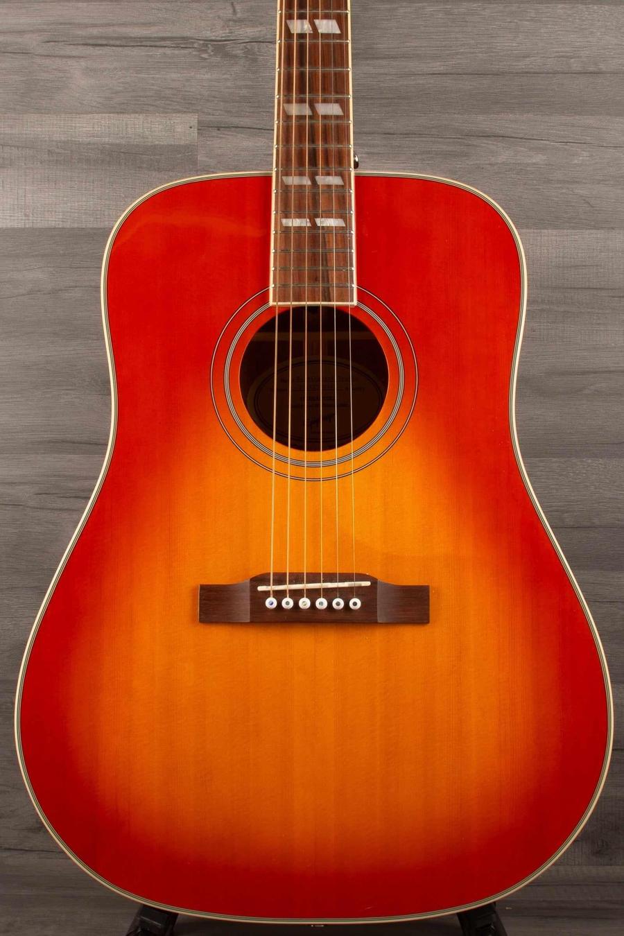 B Stock Epiphone Hummingbird Studio Acoustic Guitar - Faded Cherry, Solid Top, Fishman Sonitone