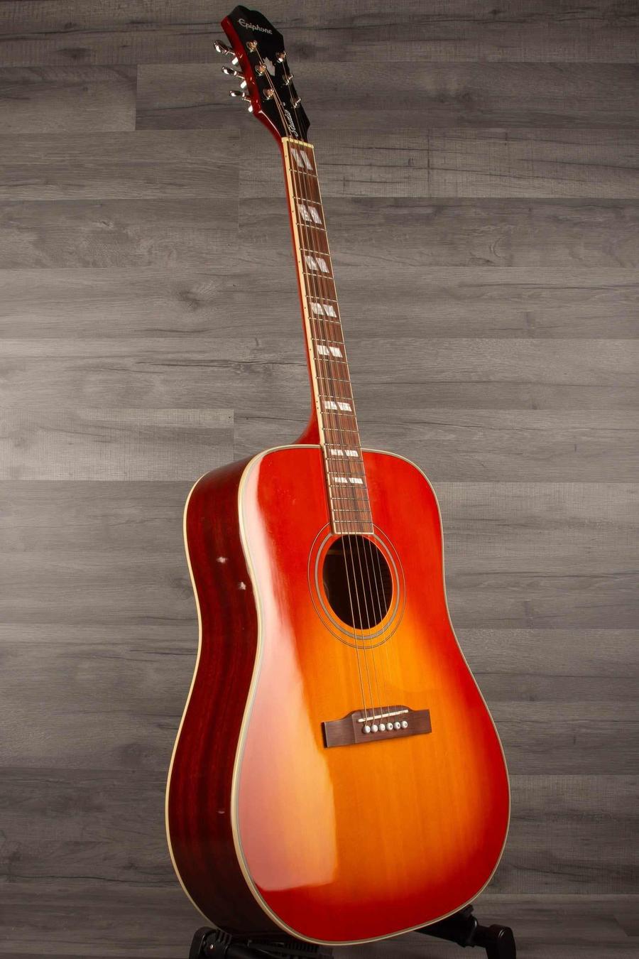 B Stock Epiphone Hummingbird Studio Acoustic Guitar - Faded Cherry, Solid Top, Fishman Sonitone